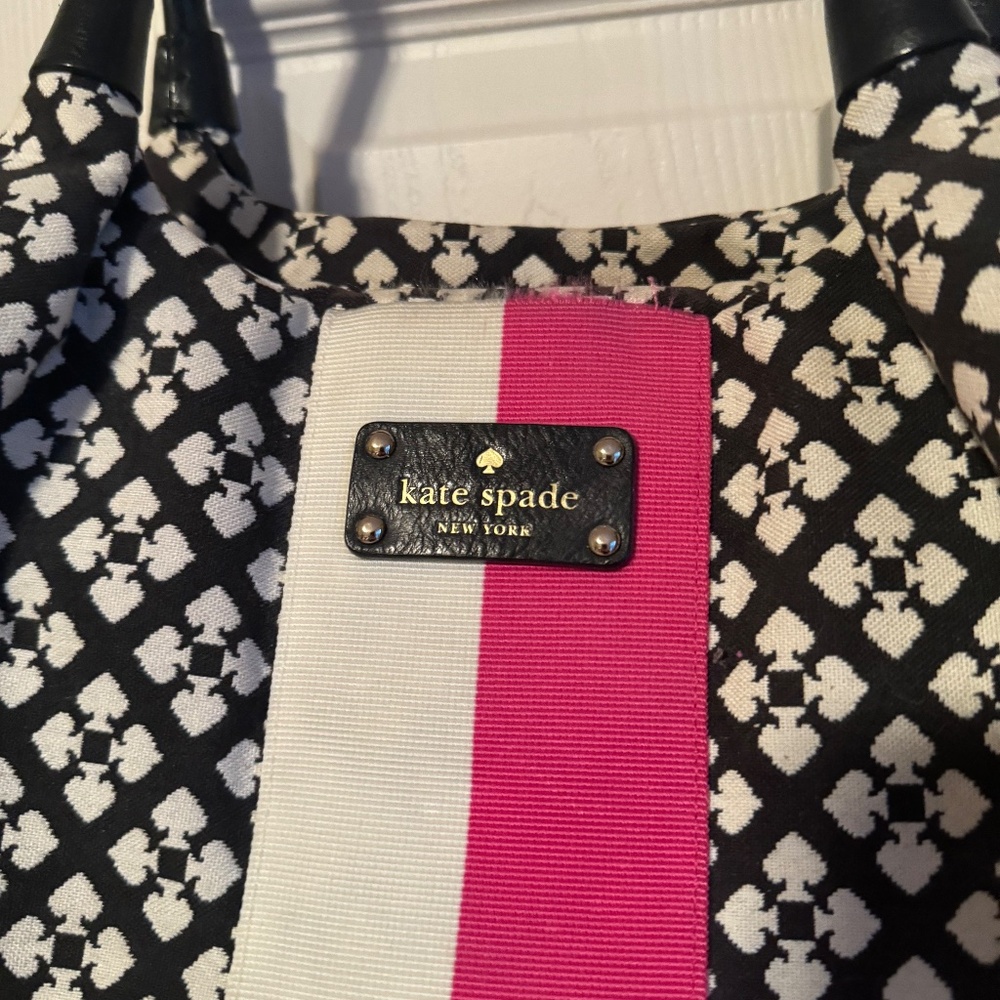 Kate Spade Shoulder Bag, Leather and Print, Black/White/Pink - Picture 2 of 10